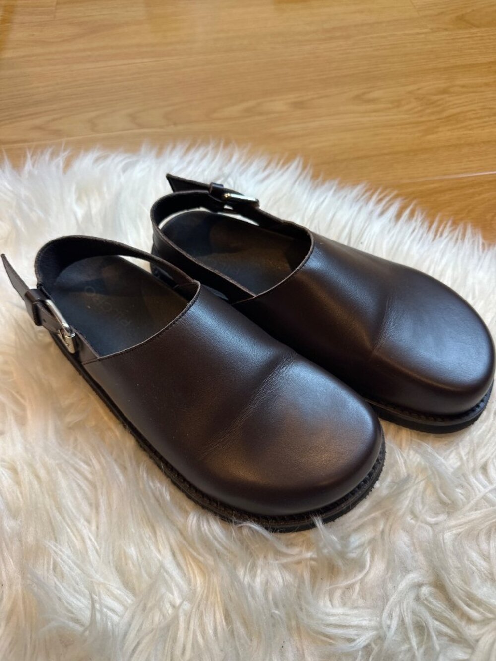 Pilcro Leather Mule Clogs Brown Size 36 Slip-On Back Strap Minimalist Boho - Picture 2 of 10